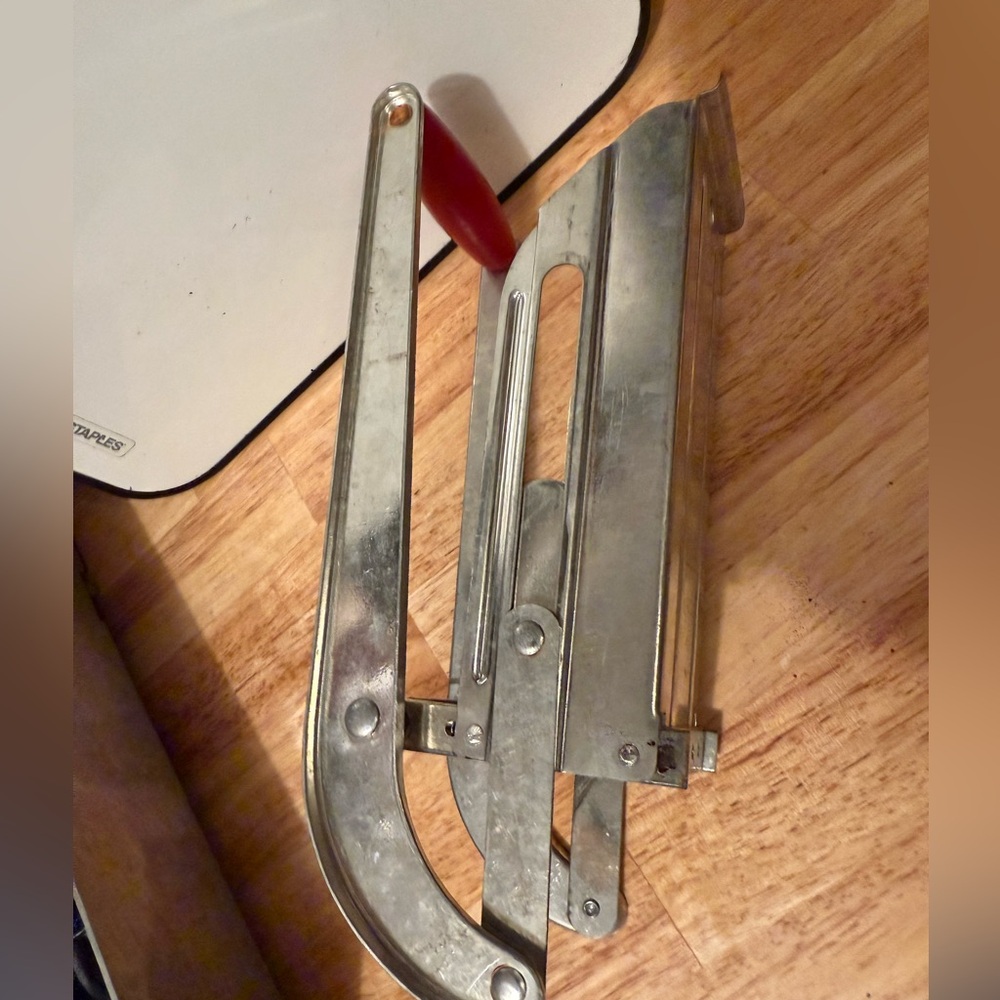 Vintage Metal French Fry Carrot Stick Chopper Red Handle